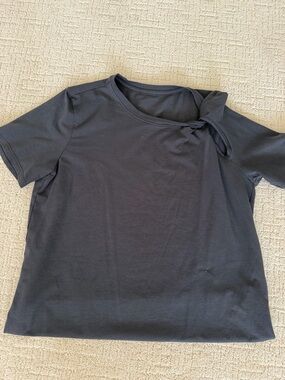lululemon athletica Black Short-Sleeve Top with Neck Tie